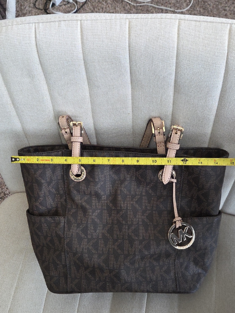 Michael Kors Jet Set East West Signature Monogram Tote Bag in Brown - Picture 17 of 17